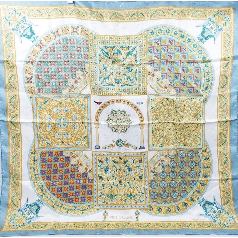 Hermes Ciels Byzantins Julie Abadie Silk Scarf Carre 90 Multicolor France/156